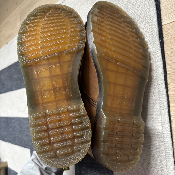 Dr Doc Martens 1460 Classic Combat Leather Boots Womens US 8 Tan Light Brown - Picture 7 of 9